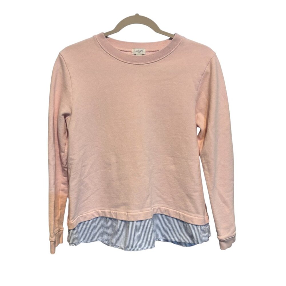 J. Crew Pink Faux Layer Cotton Crew Neck Sweatshirt